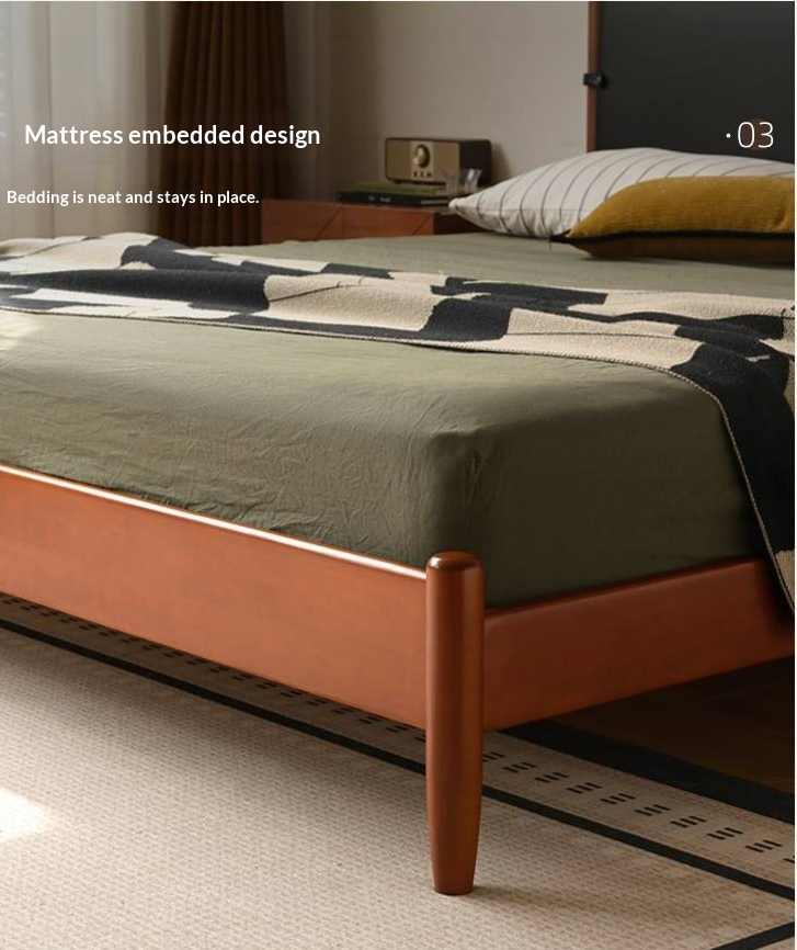 Poplar Solid Wood Vintage Soft Backrest Bed