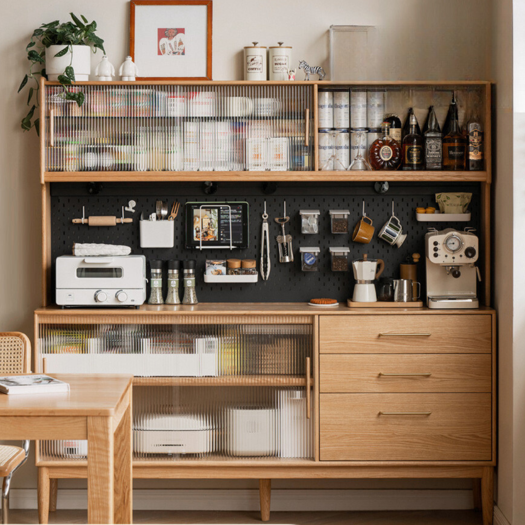 Oak Solid Wood Modern Multifunctional Sideboard