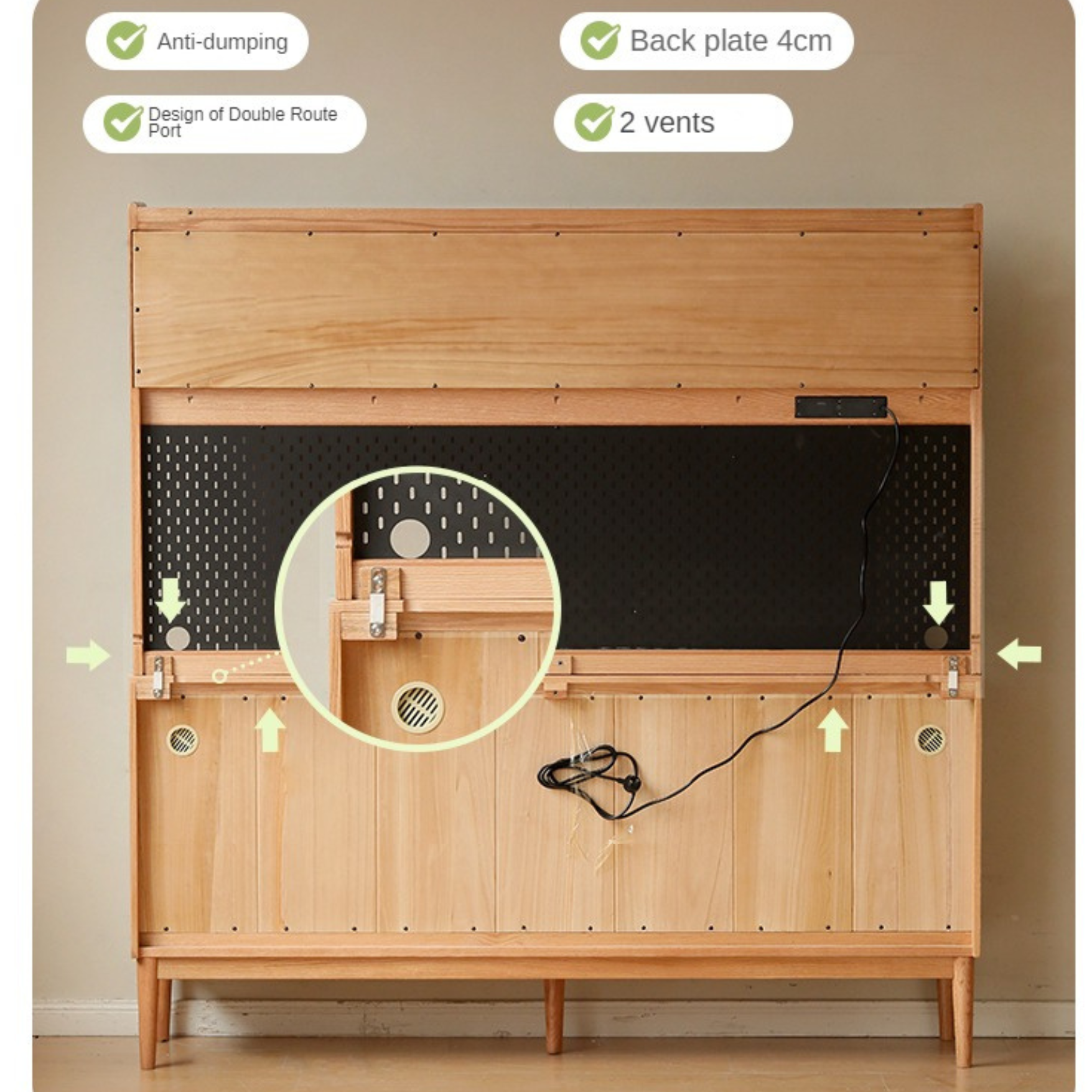 Oak Solid Wood Modern Multifunctional Sideboard