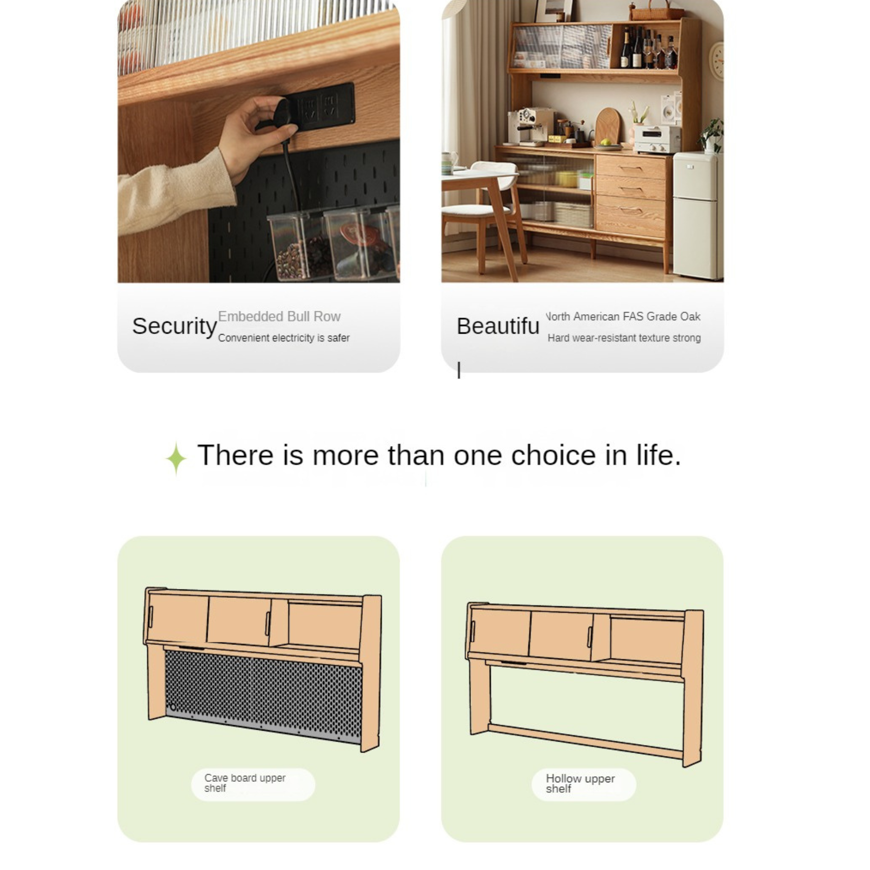 Oak Solid Wood Modern Multifunctional Sideboard