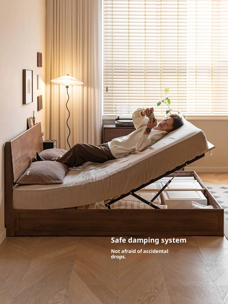 Black Walnut Solid Wood Box Bed Simple Modern Nordic Style