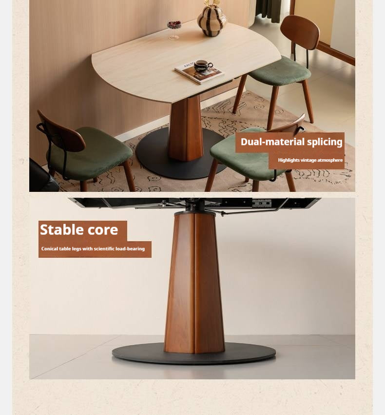 Tulipwood Solid Wood Rock Plate Round Table with Folding Feature