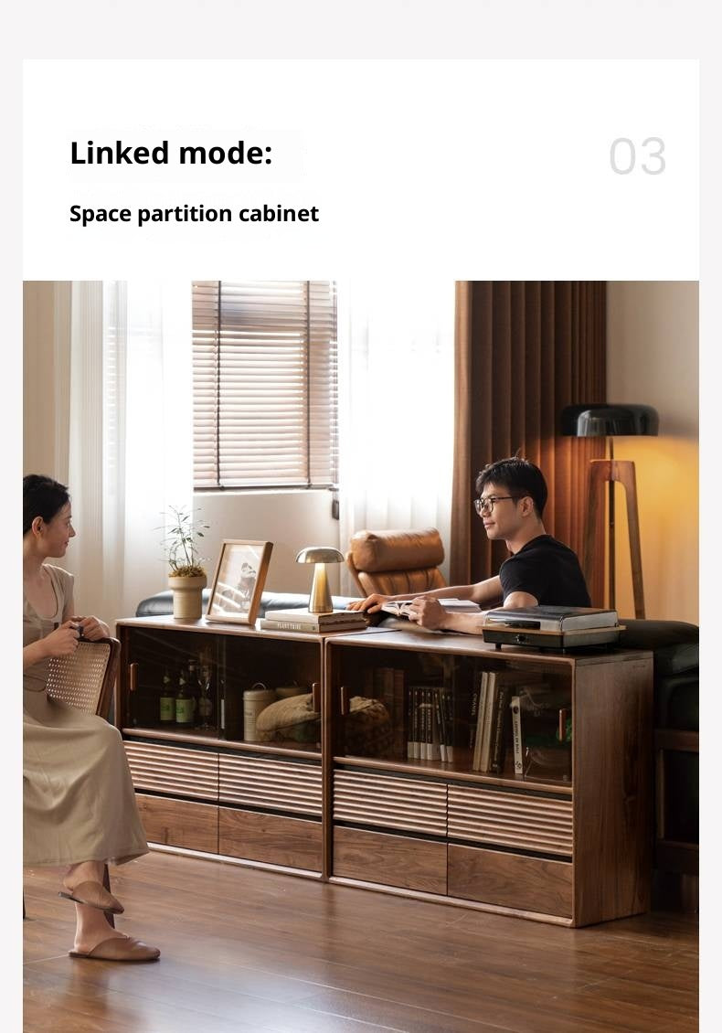 Black Walnut Solid Wood Italian Light Luxury Bookcase