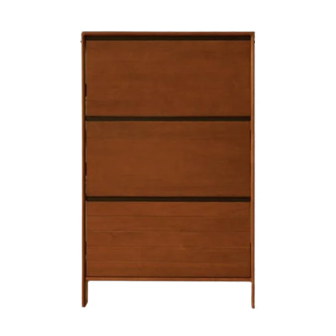 Poplar Solid Wood Flip Door Shoe Cabinet, Mid Century Entryway Storage Organizer with Slim Profile