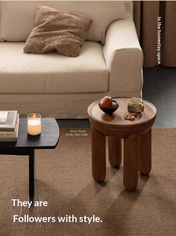 Mango Solid Wood Wabi Sabi Round Side Table