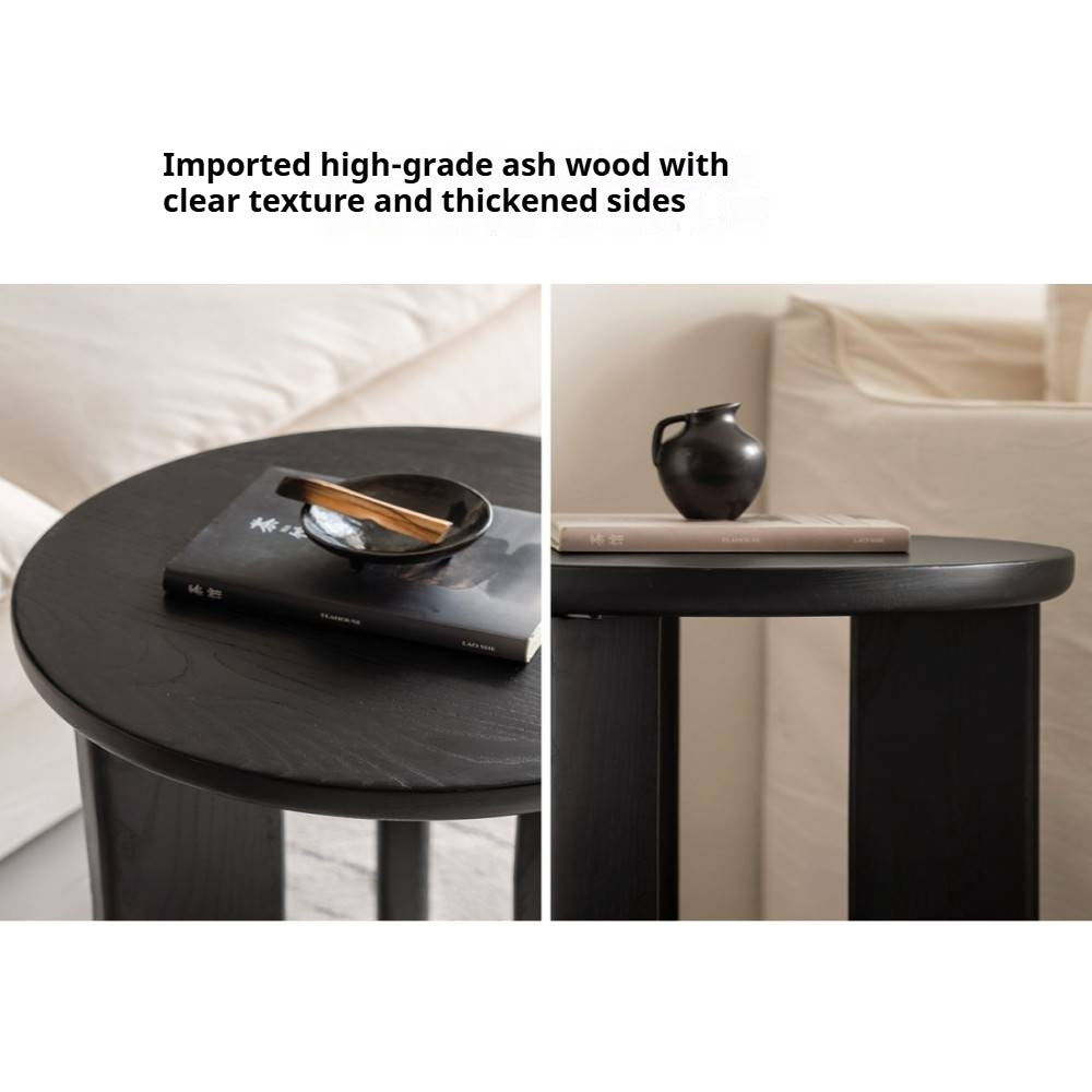 Ash Solid Wood Wabi-Sabi Style Round Side Table