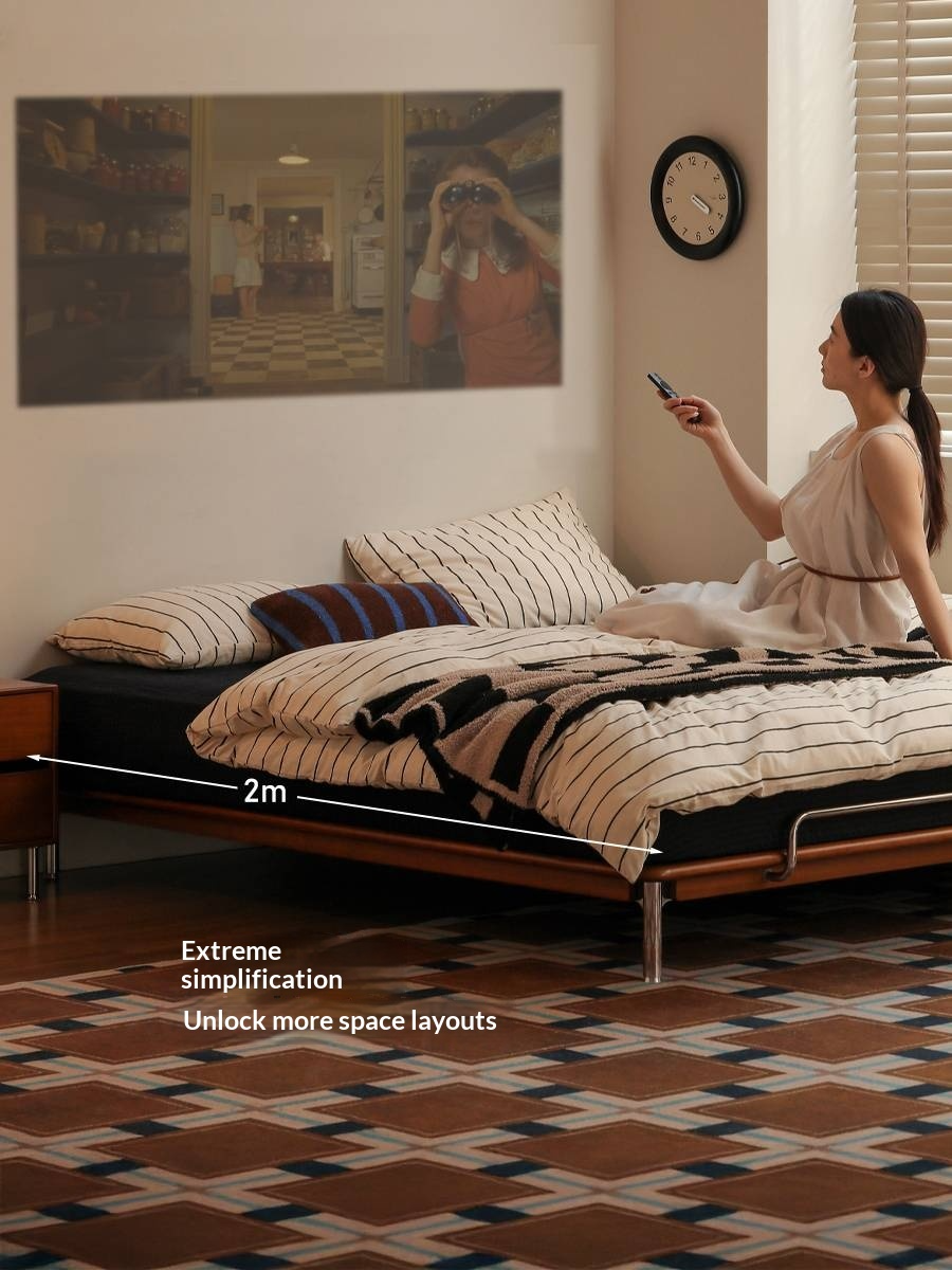 Poplar Solid Wood Platform Bed — No Headboard, Vintage Bauhaus Edge Style