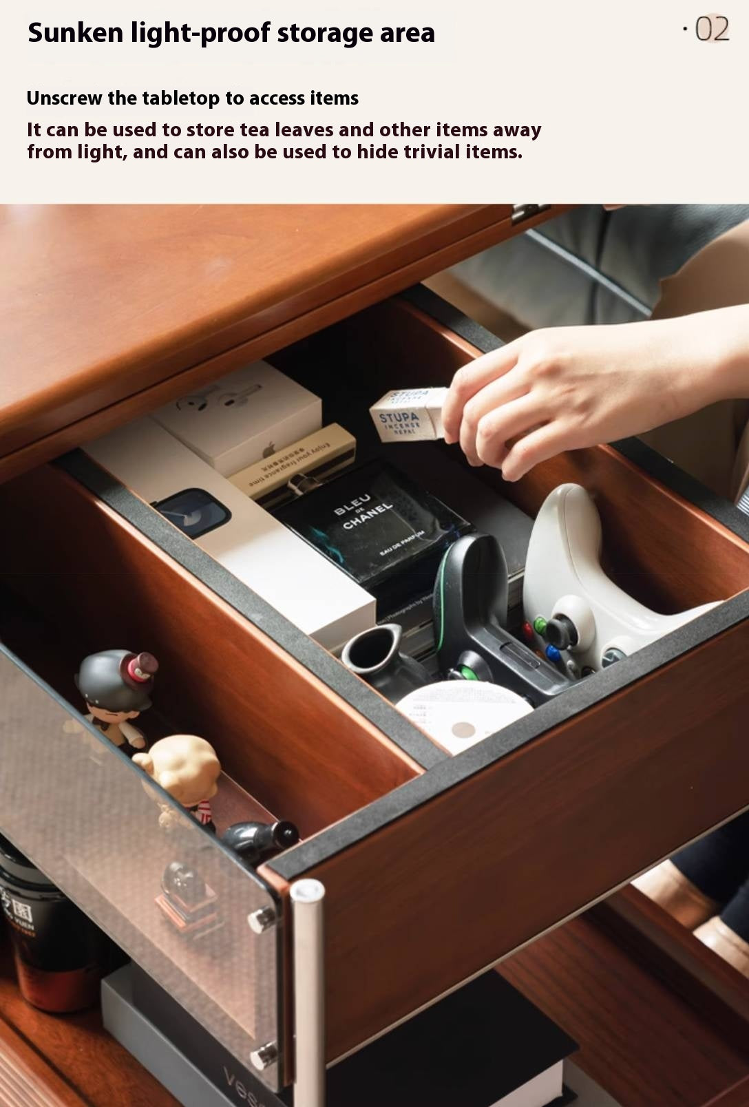 Poplar Solid Wood Middle Ancient Style Mobile Coffee Table