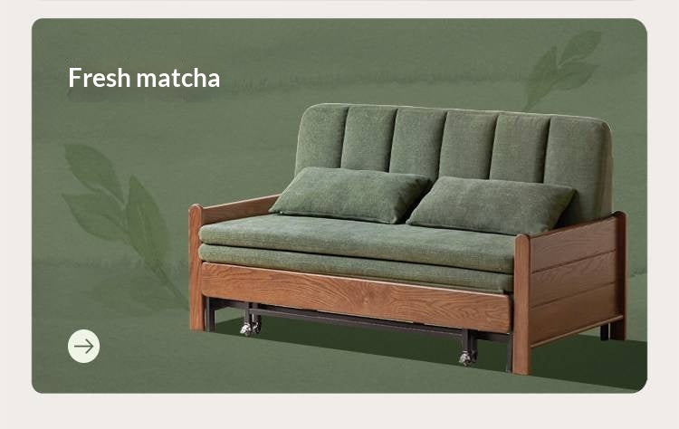 Oak, Ash Solid Wood Sleeper Sofa with Solid Wood Frame and Reclining Backrest