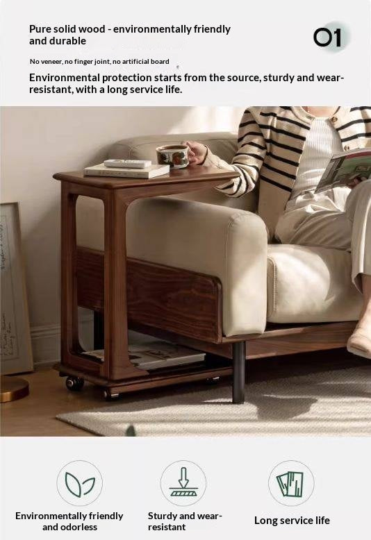 Sandalwood Solid Wood Movable Side Table Modern Aesthetic