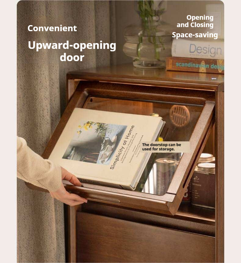Golden Pear solid wood Side Cabinet with Enclosed Storage and Display Shelves