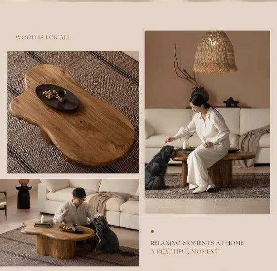 Mango Solid Wood Wabi Sabi Coffee Table with Irregular Cloud Design