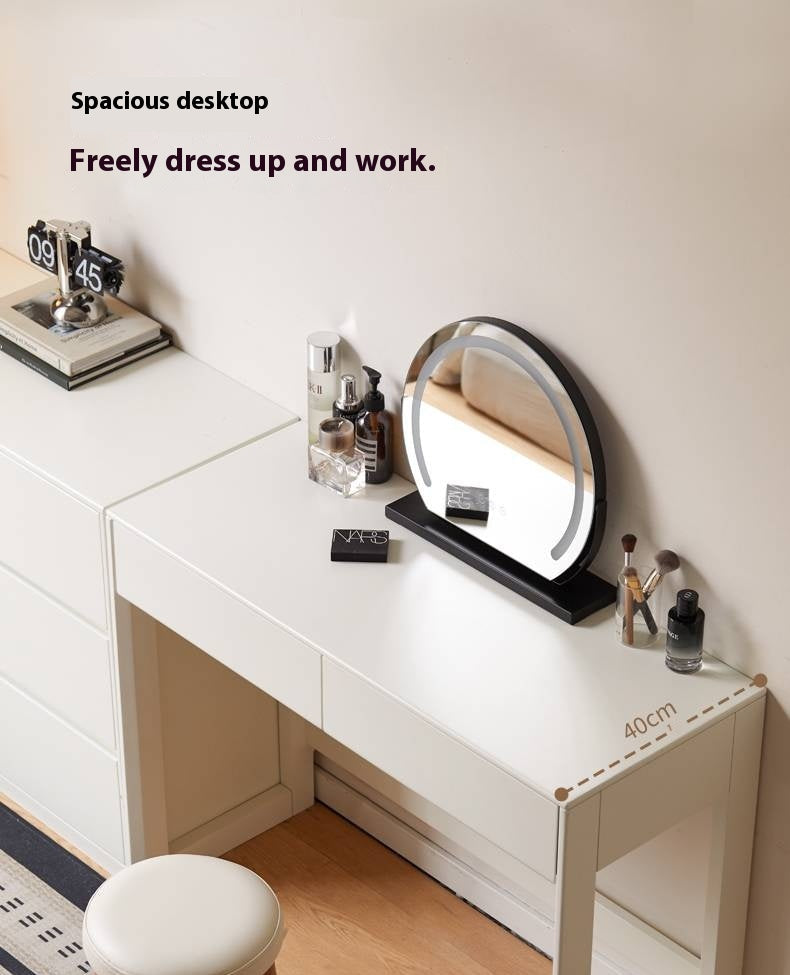 Solid Rubberwood White Cream Wind Vanity Table.