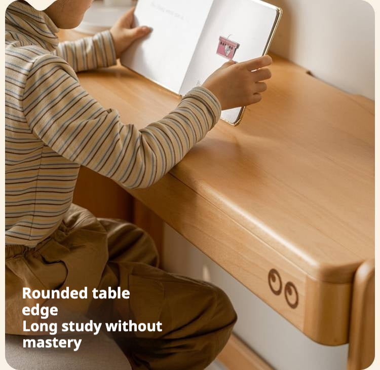 Beech Solid Wood Liftable Kids Study Desk