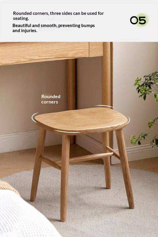 Ash, Oak, Cherry, Black Walnut, Beech Solid Wood Makeup Stool
