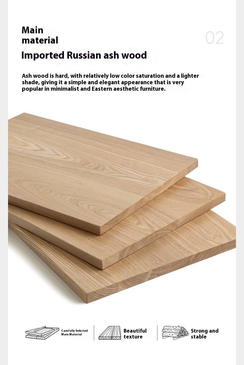 Ash Solid Wood Modern Log Style TV Cabinet