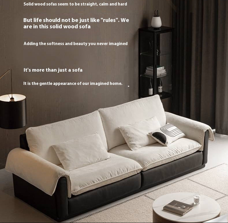 Ash solid Wood Sofa with Chenille and Eco Cloud Leather Upholstery