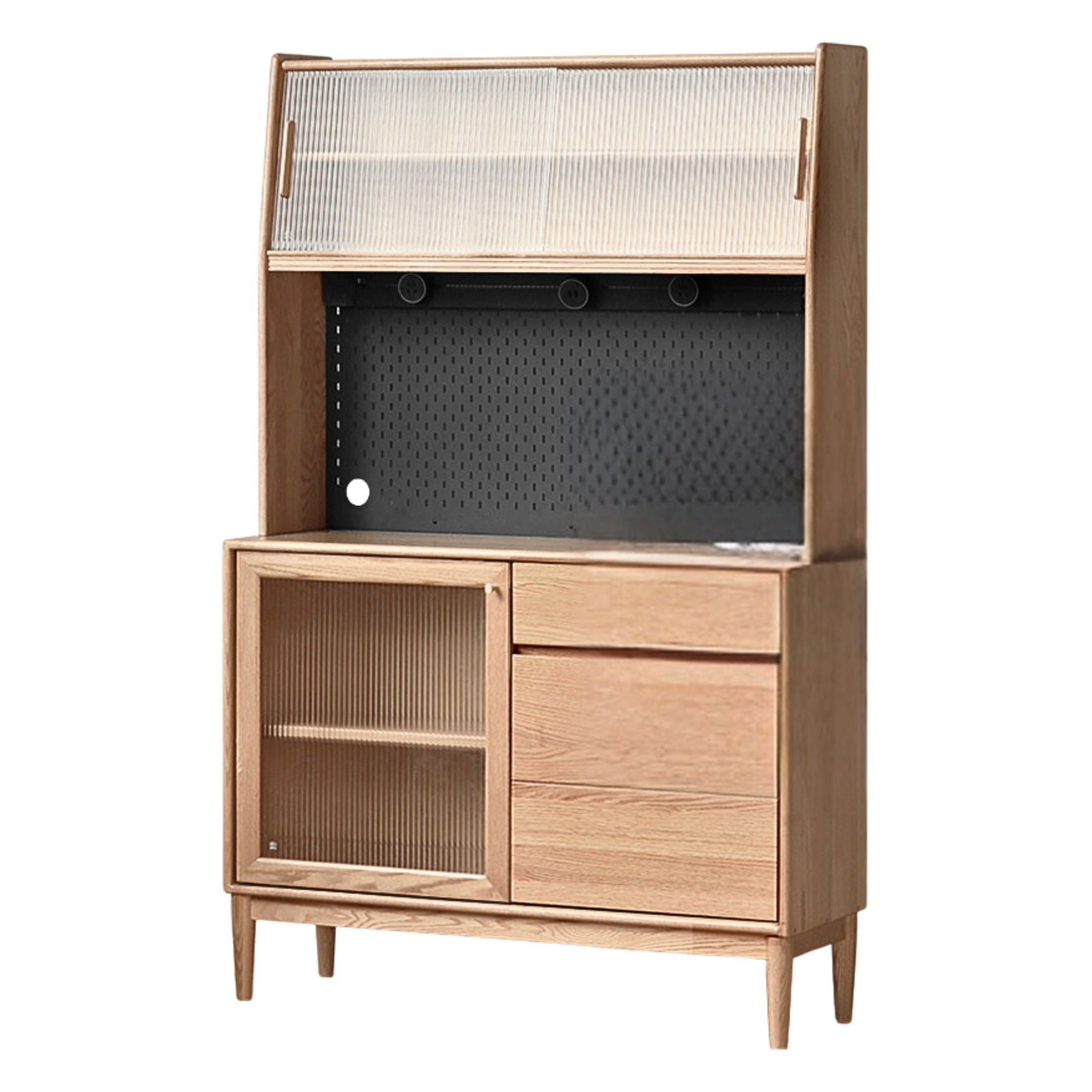 Oak Solid Wood Modern Dining Sideboard Against The Wall