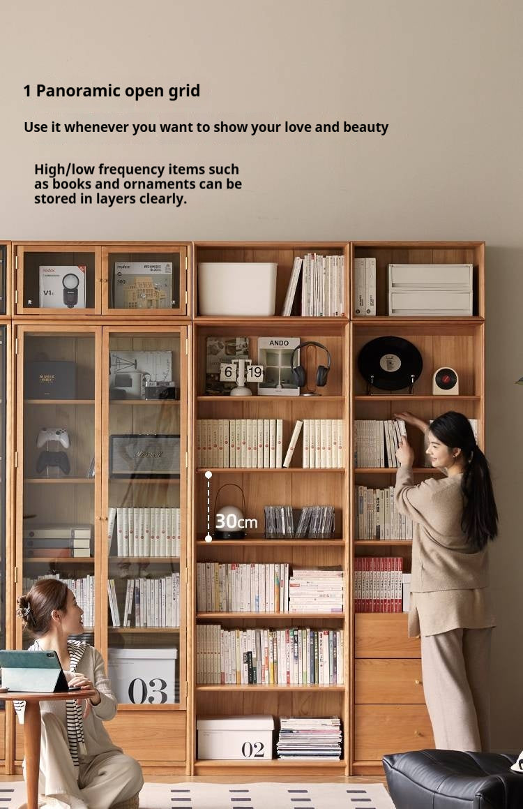 Cherry Solid Wood Bookcase Cabinet Display.