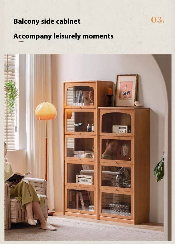 Cherry Solid Wood Ancient Style Floor Bookcase
