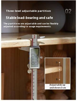 Oak Solid Wood Modern Side Cabinet.