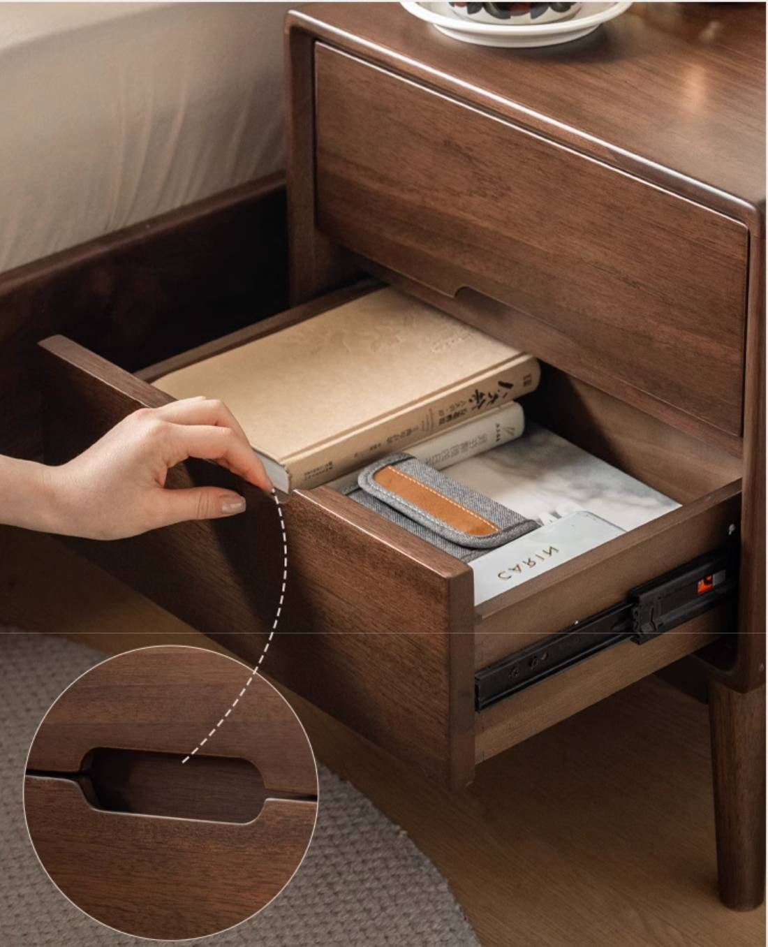 Sandalwood Solid Wood Modern Style Nightstand