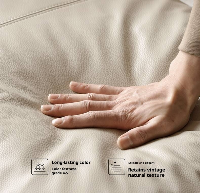 Genuine Leather Italian Light Luxury Soft Bed, White Cream Style