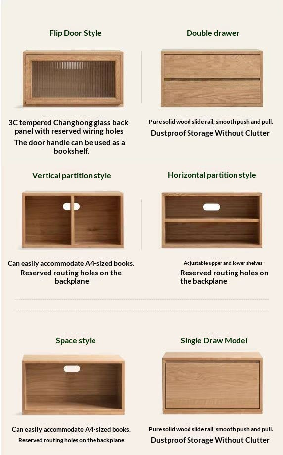 Ash Solid Wood Modern TV Cabinet with Freely Combineable Bookshelf and Storage