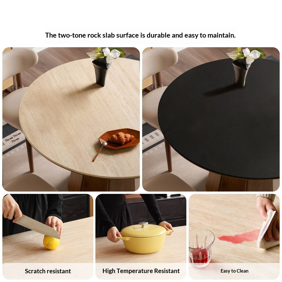 Black Walnut Solid Wood Round Slab Dining Table