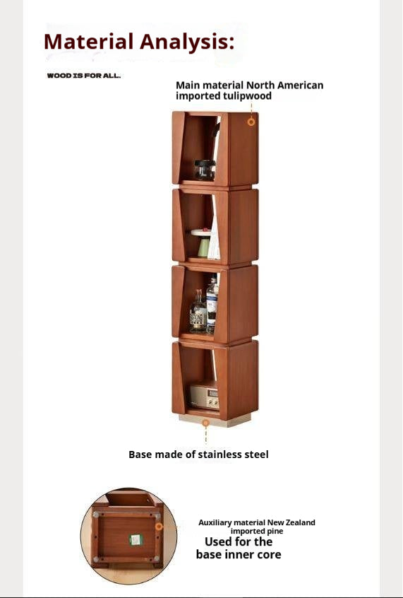 Tulipwood Solid Wood Vintage Bauhaus Bookshelf