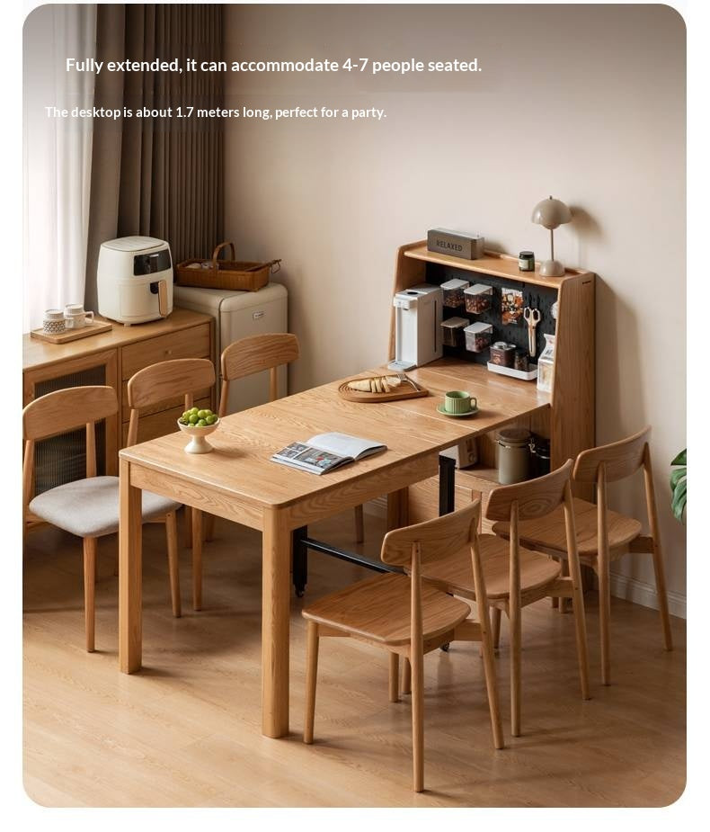 Oak Solid Wood Modern Minimalist Extendable Dining Table