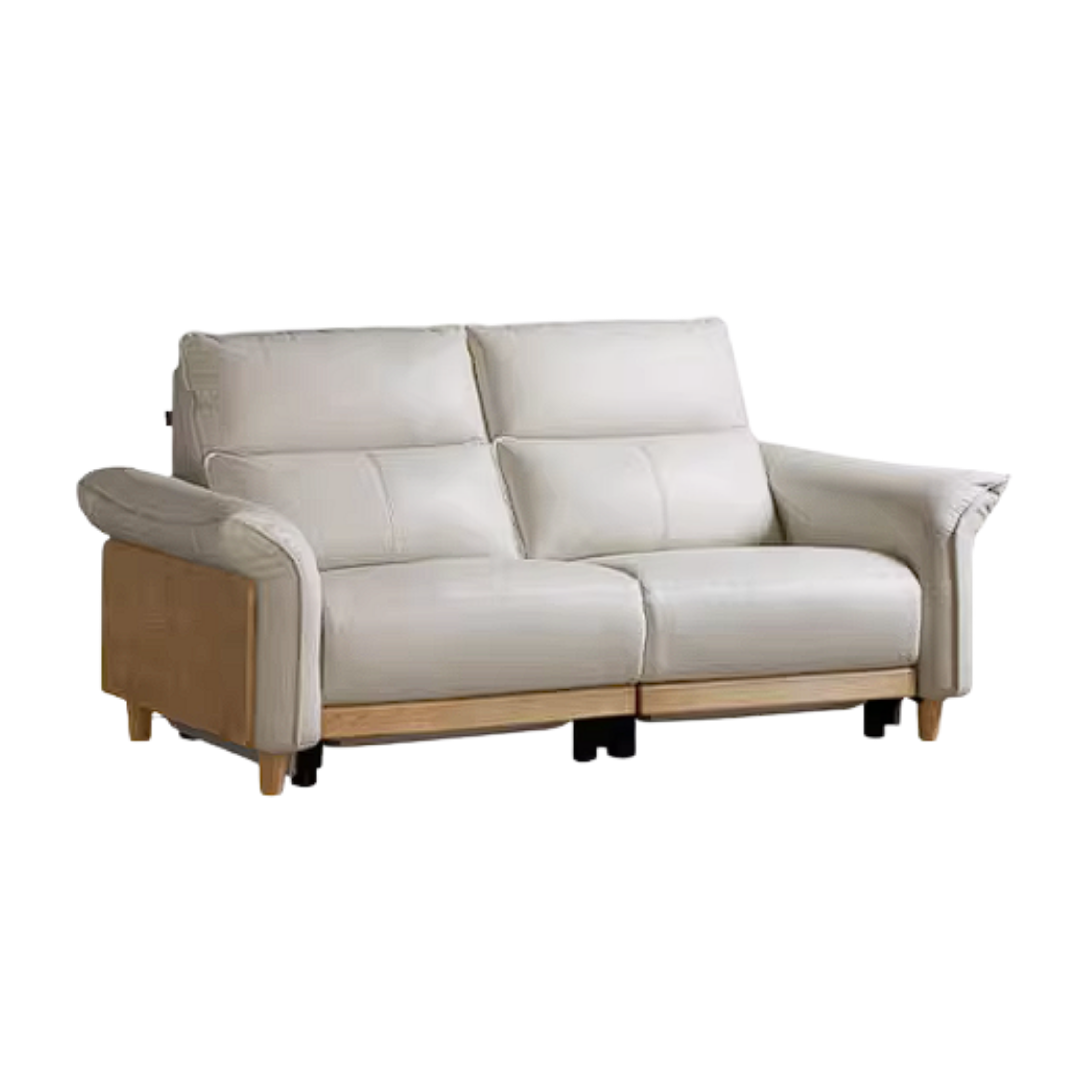 Ash Solid Wood Genuine Leather Modern Electric Reclining Sofa