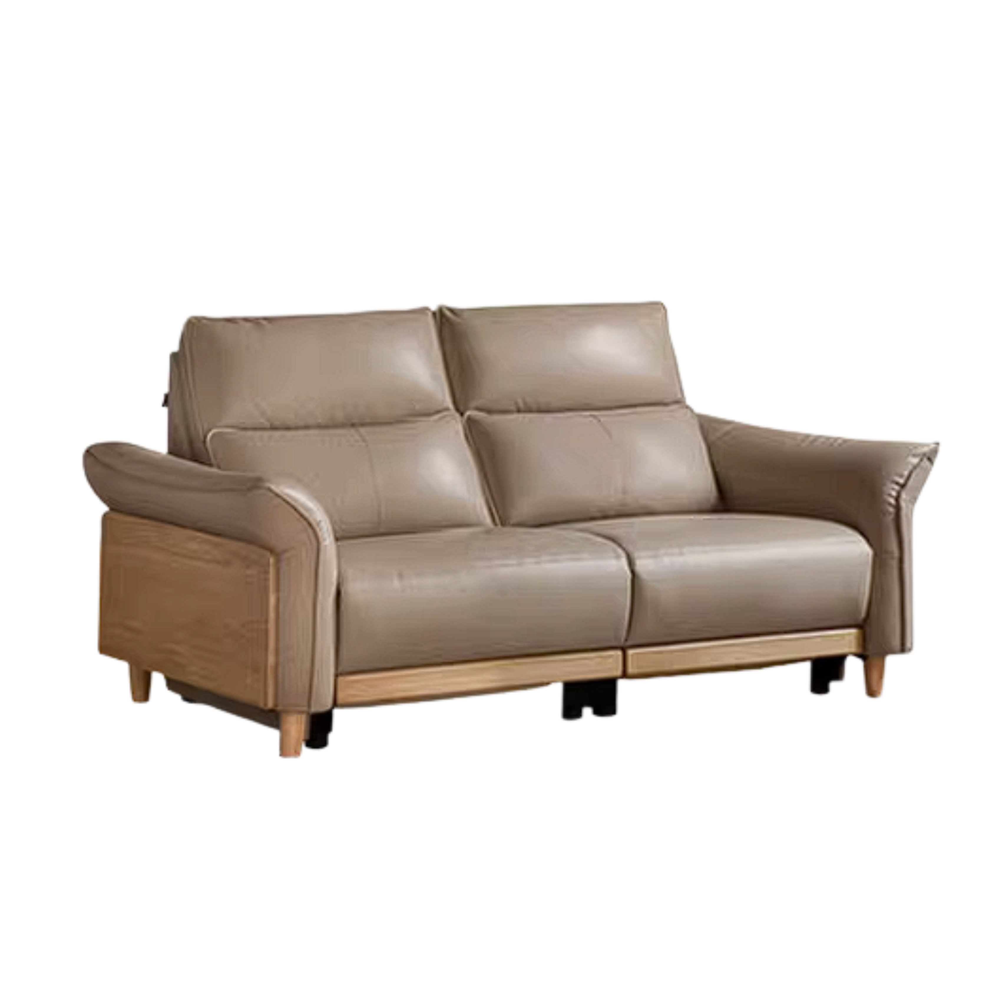 Ash Solid Wood Genuine Leather Modern Electric Reclining Sofa