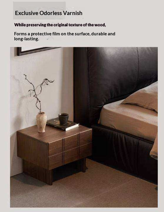 Black Walnut, Oak Wood Wabi-Sabi Style Nightstand