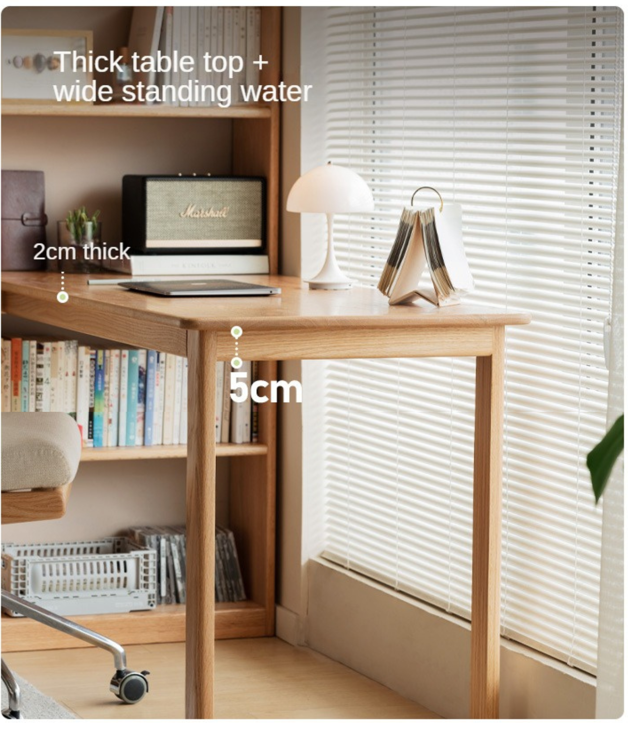 Oak Solid Wood Desk and Bookshelf Integrated Office Desk