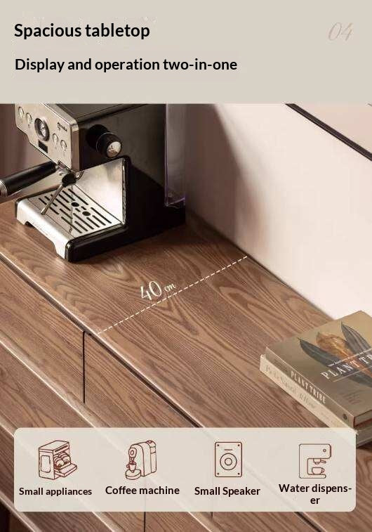 Ash Solid Wood Modern Side Cabinet with Shelved Interior