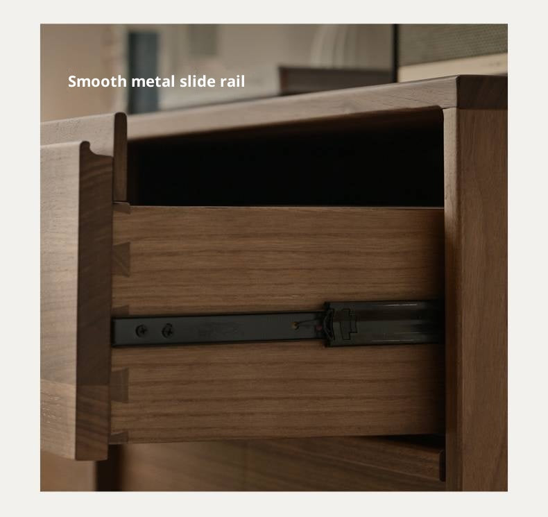 Black Walnut, Sandalwood, Oak Solid Wood Skeleton Line Chest of Drawers