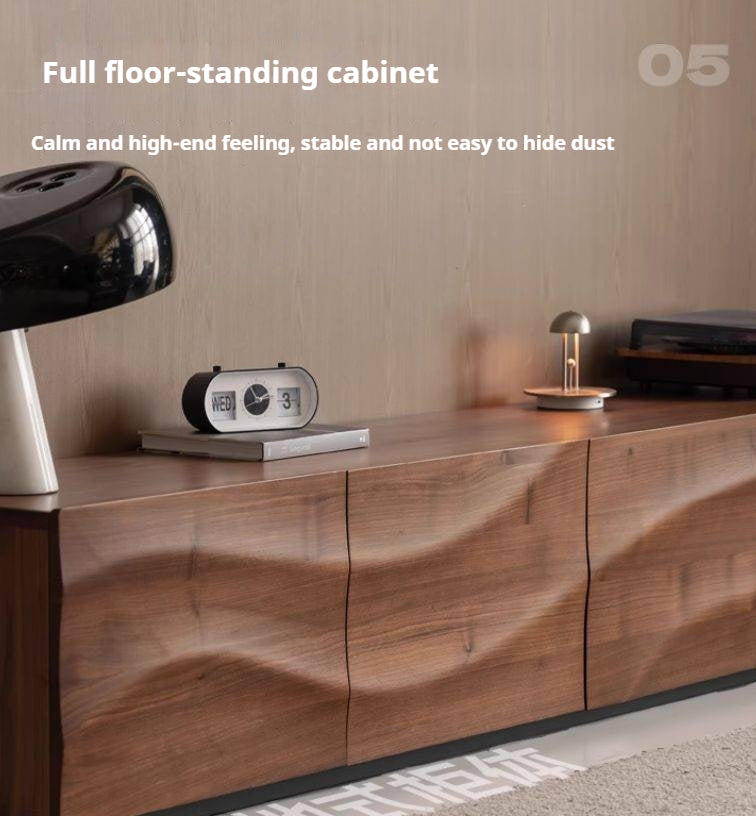 Solid Sandalwood, Black Walnut Solid Wood TV Cabinet Italian Light Luxury