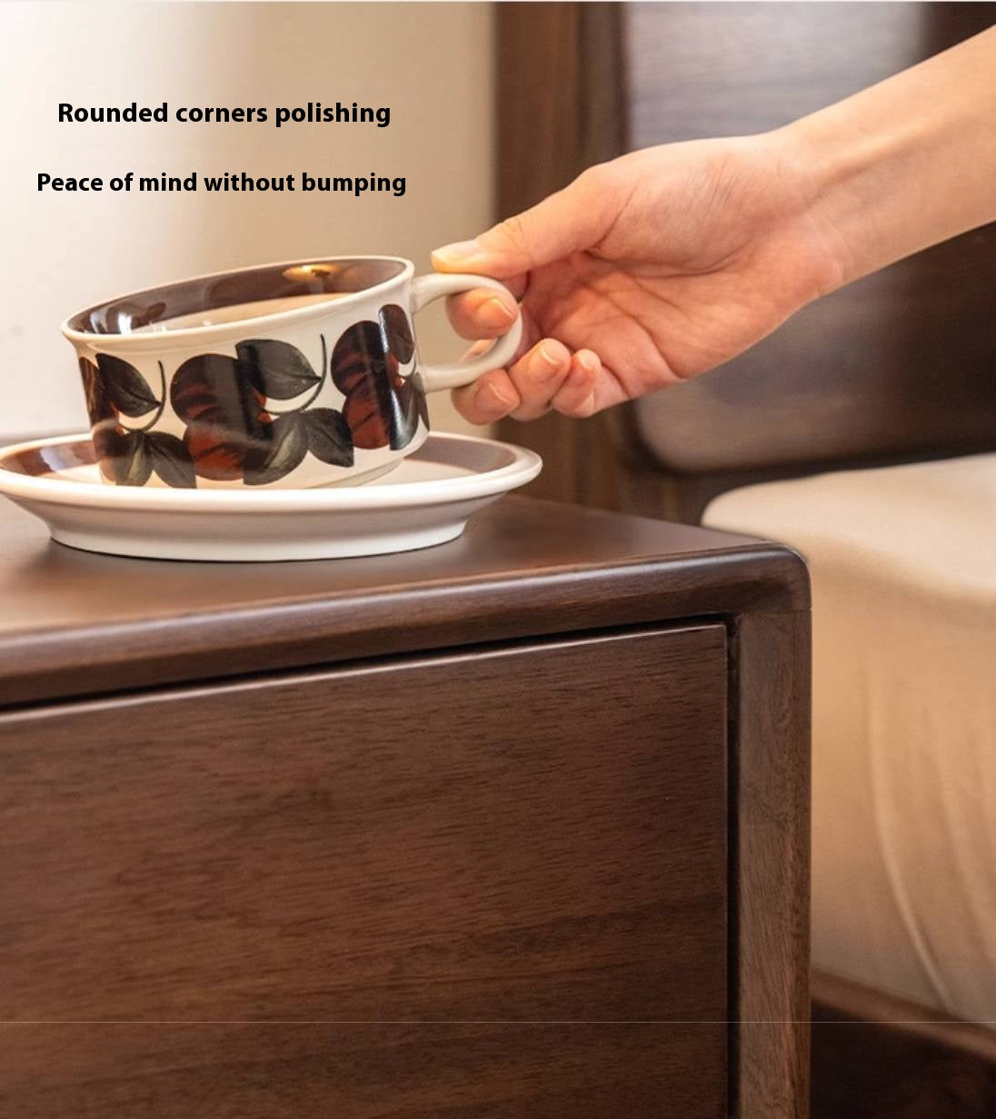 Sandalwood Solid Wood Modern Style Nightstand