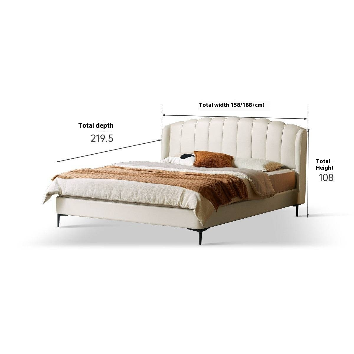 First Layer Cowhide Art Cream Suspended Bed