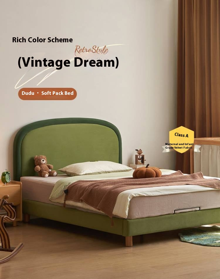 Fabric Children's Bed High Head Soft Bed