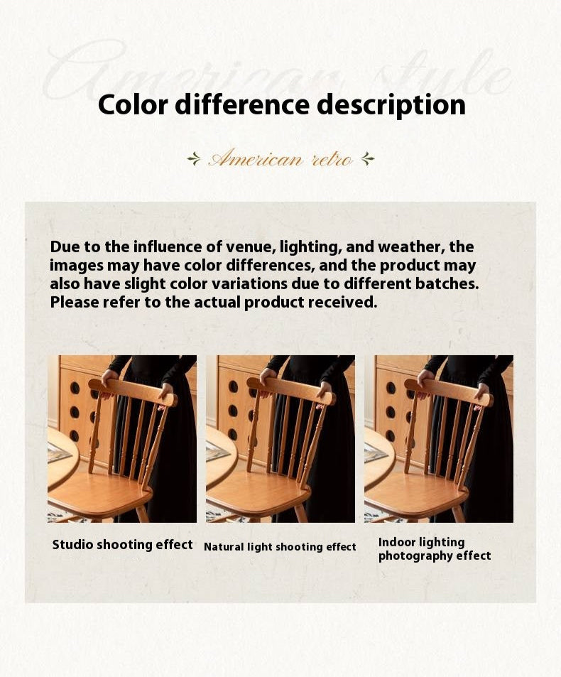 Set 4 pcs Cherry Solid Wood Retro Backrest Chair