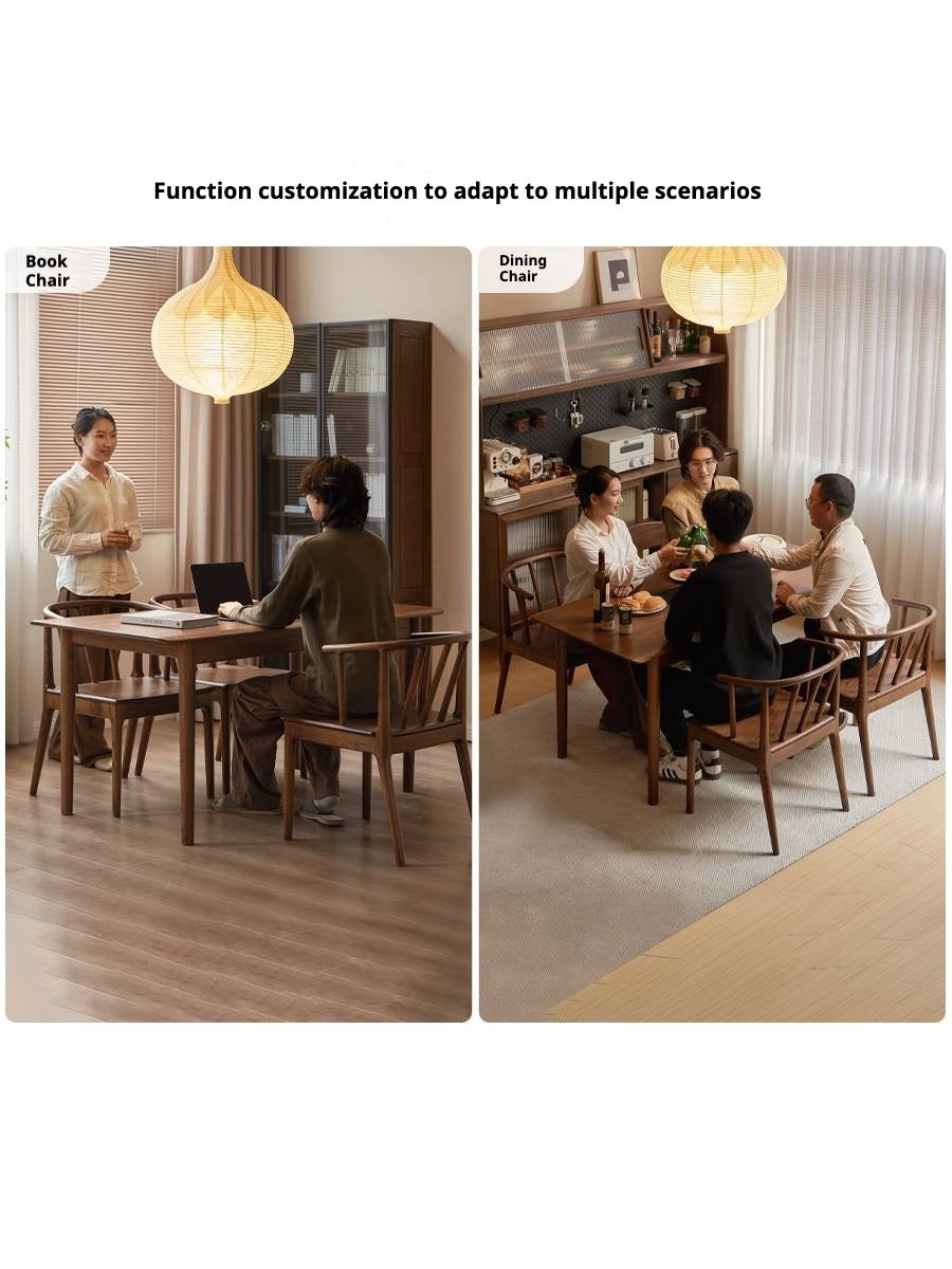 Oak, Black Walnut Solid Wood Round Tea Chair