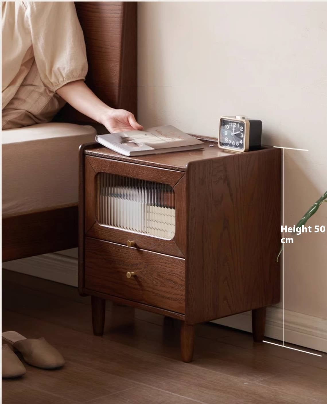 Solid Longan Hardwood, Oak Solid Wood Modern Style Nightstand