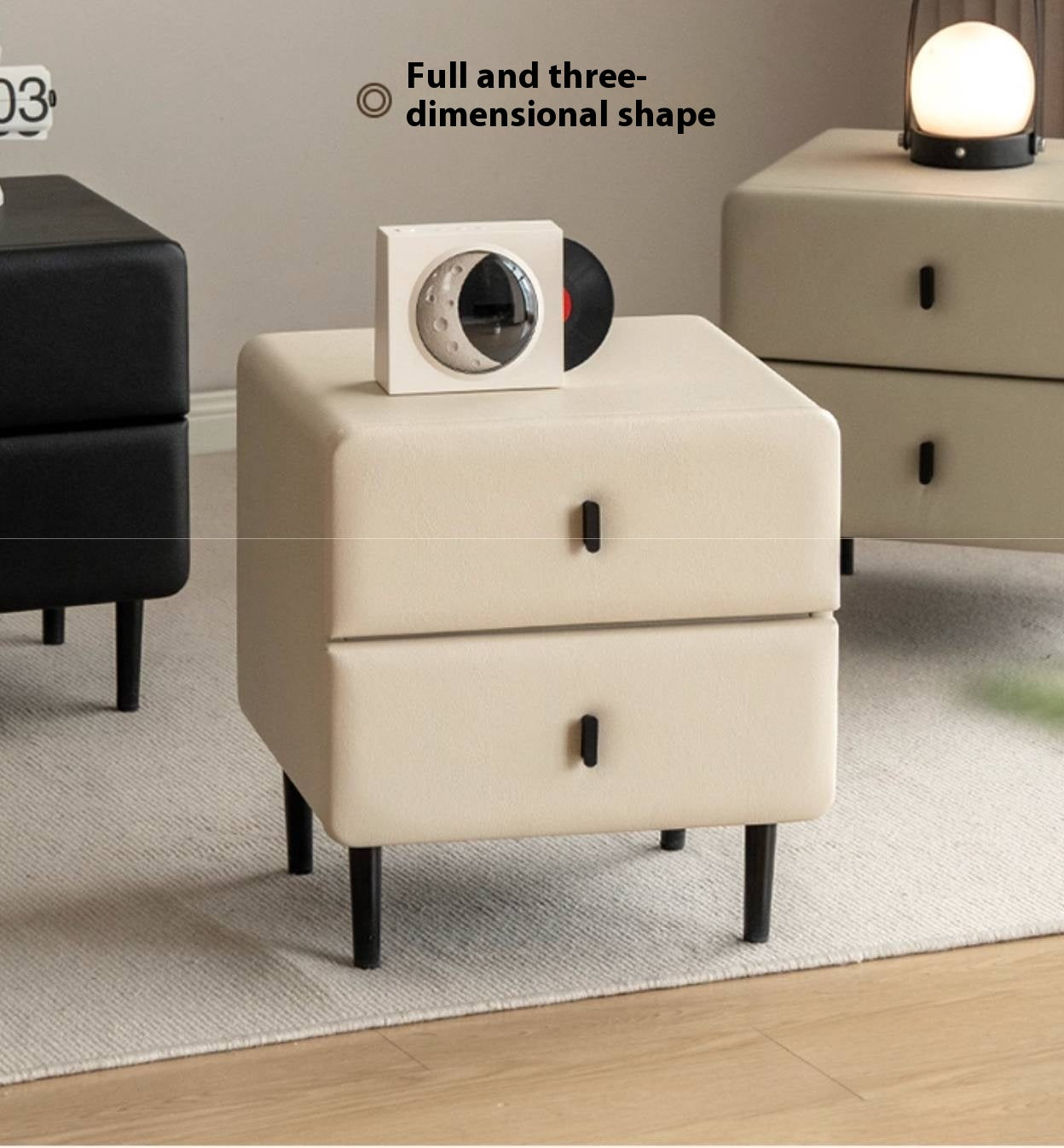 Cream Upholstered Nightstand