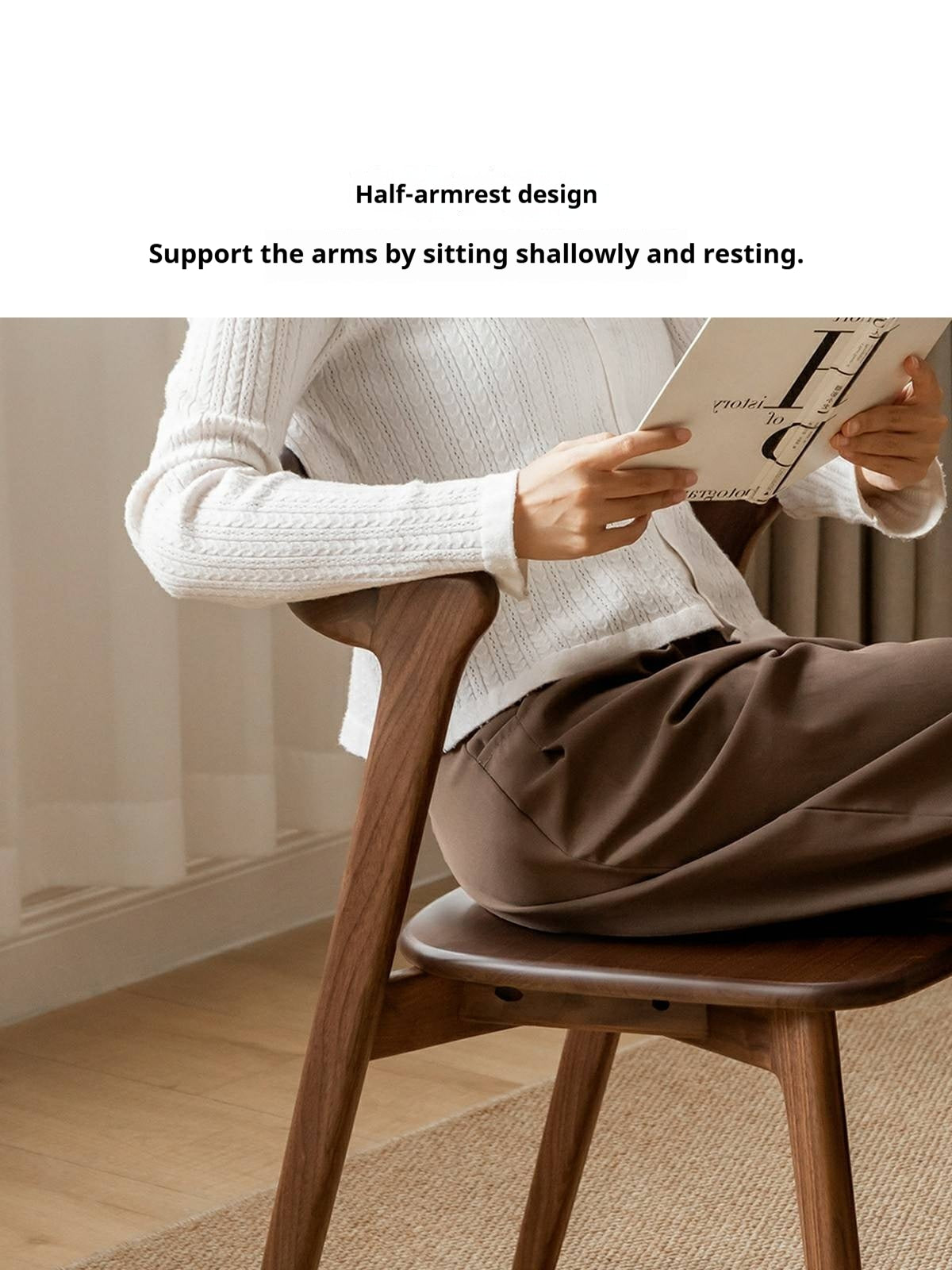 Black Walnut, Ash Solid Wood Dining Chair