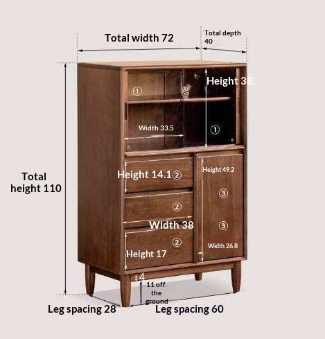 Golden Pear solid wood Side Cabinet with Enclosed Storage and Display Shelves