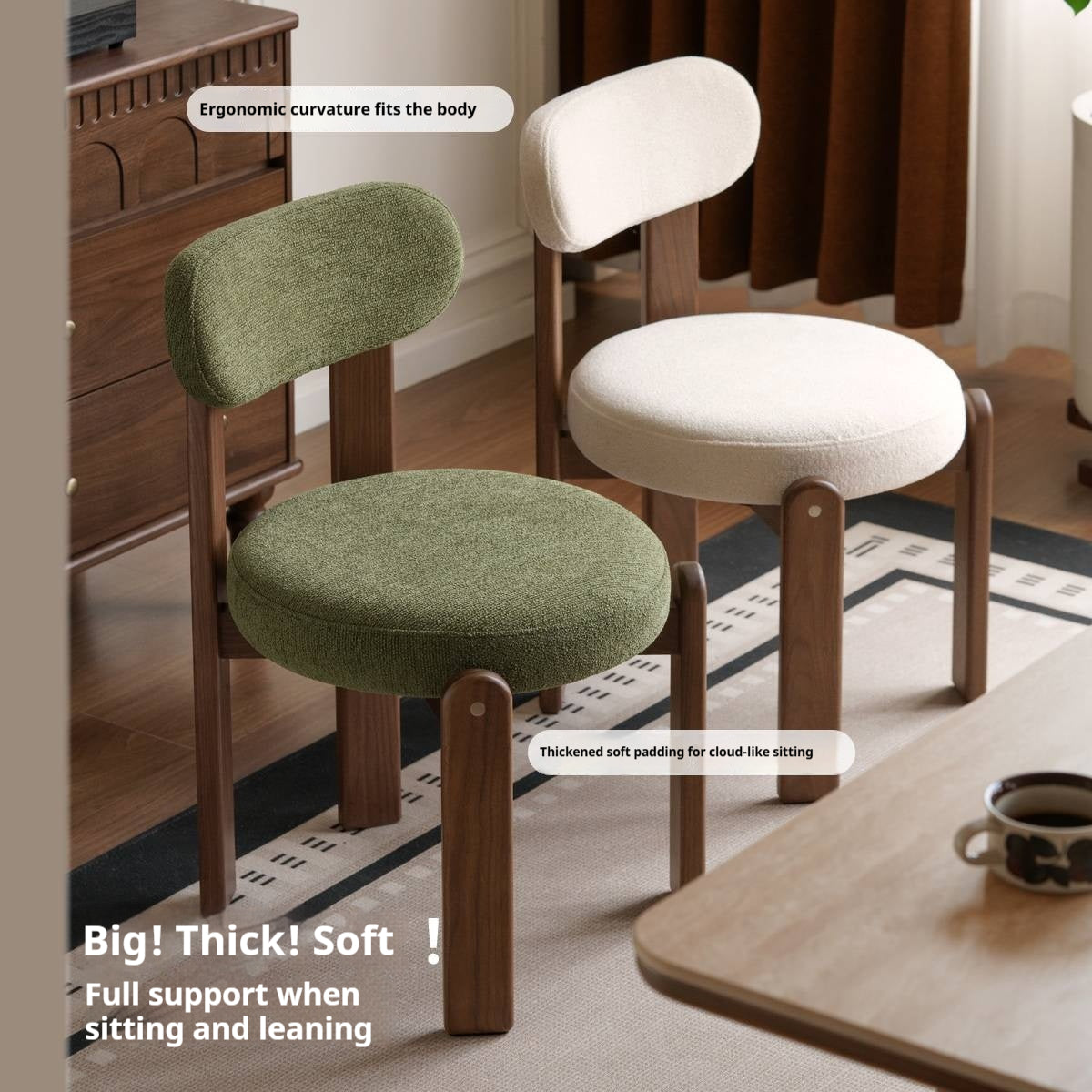 Set 4pcs Black Walnut Solid Wood, Solid Rubberwood Wood Upholstered Dining Chair, Modern Organic