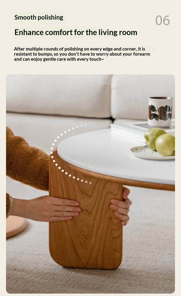 Cherry Solid Wood Round Coffee Table, Side Table