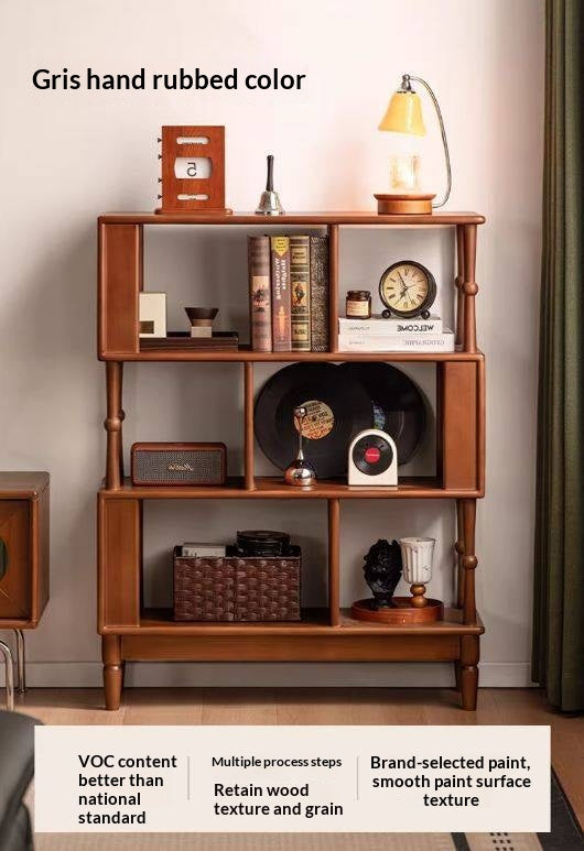 Poplar Solid Wood French Retro Bookshelf with Display Shelf